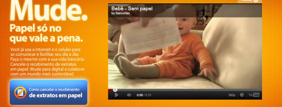 Viral do Youtube vira comercial do ITAÚ sempapel-itau-bebe