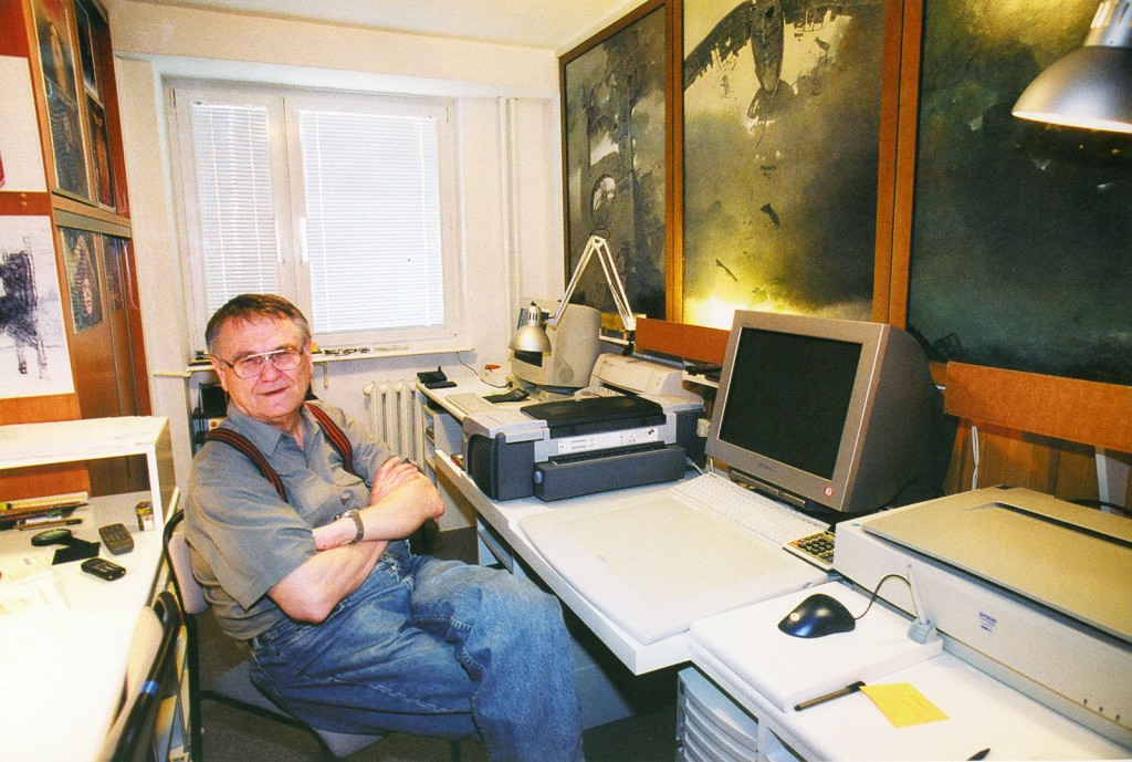 Beksinski em seu estúdio 